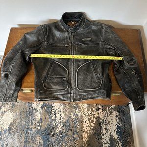 Harley Davidson Mens Vintage 90's Leather Jacket Large Distress Vented D Pocket